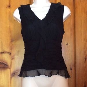 BLACK SILK BOUSE/TOP SIDE ZIPPER SMALL